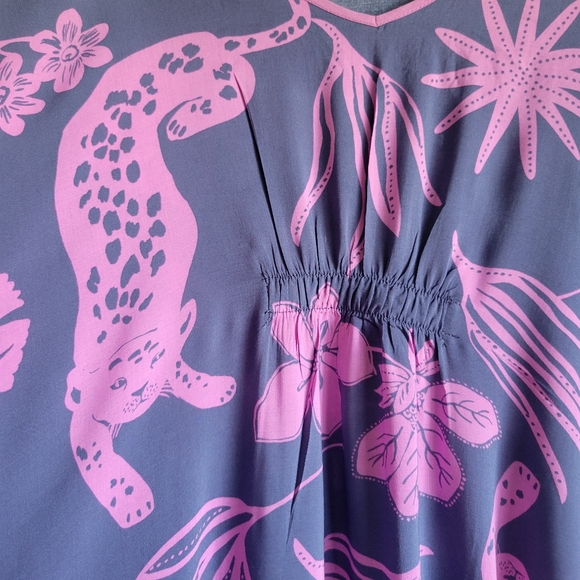 JoySpun Size Large Cheetah Bathing Suit Cover Up Navy & Purple - Picture 9 of 9